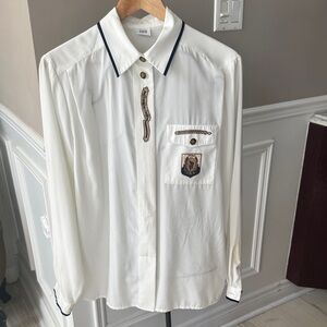 White  blouse with Embroidered  polo Details